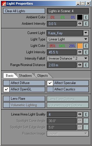 Light Properties, Specular Only