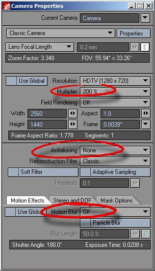 Camera Settings for a Depth Pass